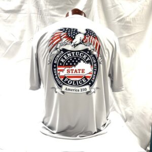 Patriotic Sport Wicking Gray Shirt with Eagle Design on Back